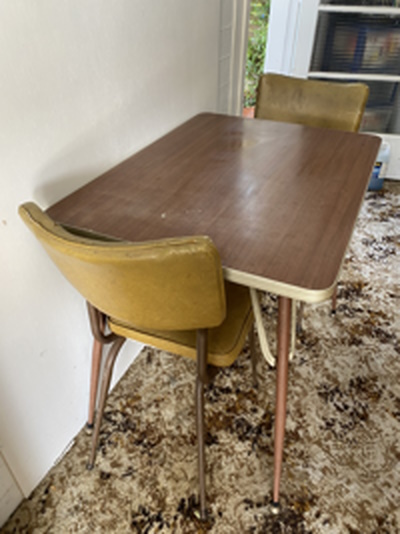 VINTAGE TABLE AND TWO CHAIRS